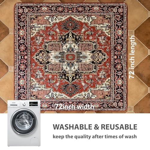 Washable Pee Pads for Dogs (72x72 Inch (Pack of 1) / Red/Rect)
