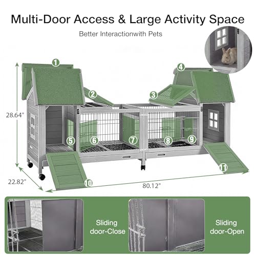 Rabbit Hutch Indoor Outdoor (（Grey-AIR68))