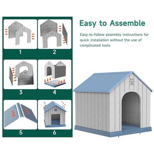 Dog House Outdoor Large Breed (Blue / 38.62*36.26*38.07)