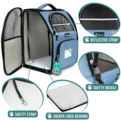 Dog Backpack Carrier Airline Approved Cat Pet Puppy Bag (Light Blue)