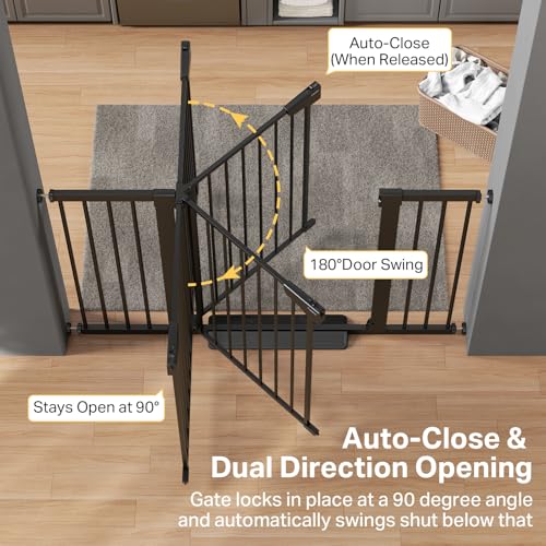 36 in Extra Tall Baby Gate for Stairs (Black / 29.7-51.5"W x 36"H)