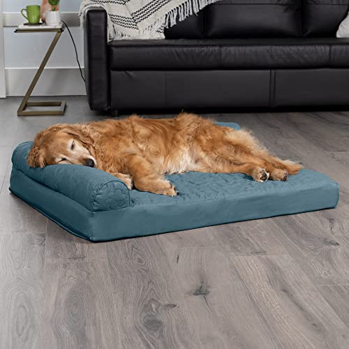 Cooling Gel Dog Bed for Large Dogs w (Jumbo / (Quilted Paw) Bluestone)