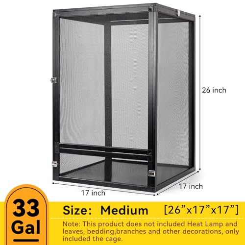 Foldable Reptile Terrarium Kit 33 Gallon 26"x17"x17" (Black)