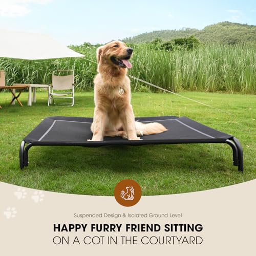 Outdoor Elevated Dog Bed for Large Sized Dogs (XL(48.80"x35.80"x8.00) / Black)