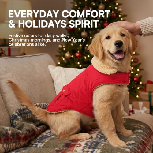 XL Warm Dog Cold Weather Coat Ultra Thick Quilting Winter Jacket (X-Large / Red)