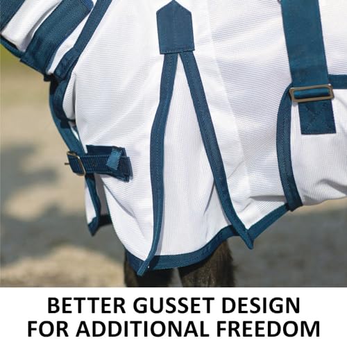 Soft Interlock Mesh II Horse Fly Sheets (Horse Size 44 / Mini Attached Neck Euro Bellyband / White)