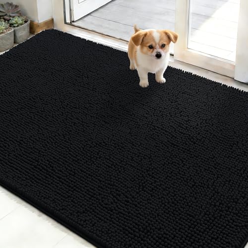 Dog Door Mat for Muddy Paws 48x30 (Black / 48" X 30")