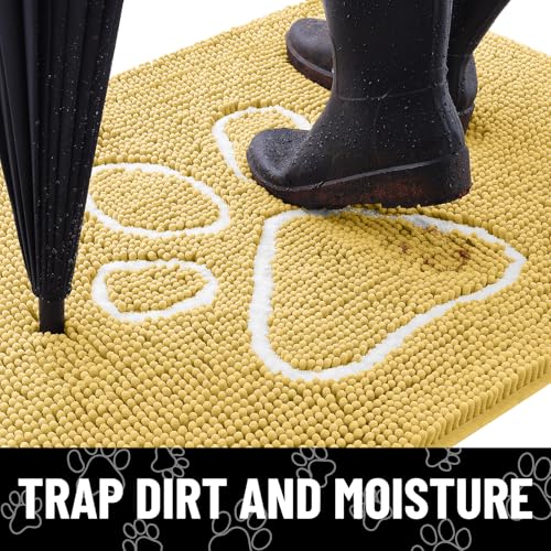 Dog Door Mat for Muddy Paws (48"X30" / Yellow and White)