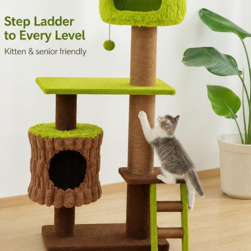 60in Heavy‑Duty Forest Cat Tree for Indoor Cats (Green / 60 inches)