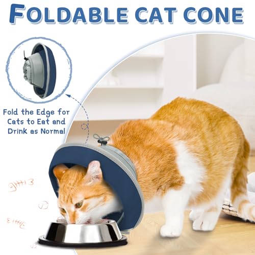 Cat Cone Collar Soft to Stop Licking (Solid Blue / S)