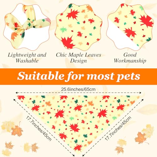 100 Pcs Fall Dog Bandanas Bulk Maple Leaf Print Autumn Pet Bandana (Maple / 25.6 x 17.7 x 17.7")