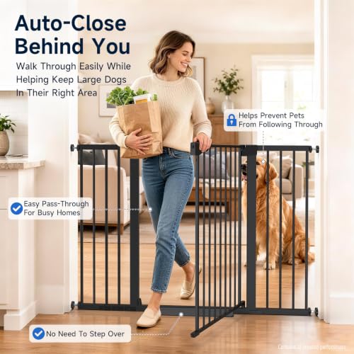 36" Extra Tall Dog Gate for Large Dogs (Black / 30"-54" W x 36" H)