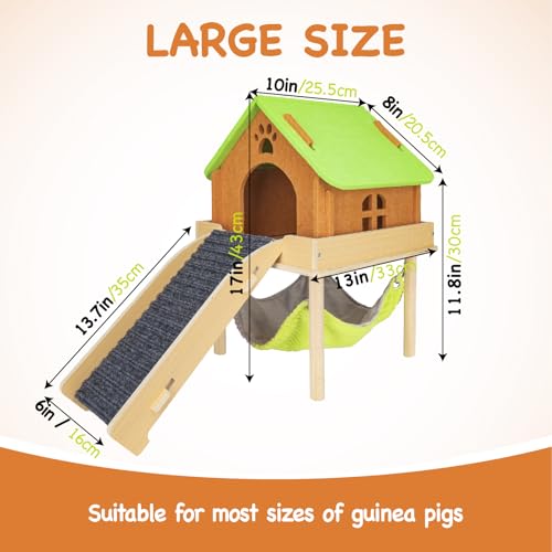 3 in 1 Enlarged Guinea Pig Hammock with House & Platform (Hammock with ramp & house)