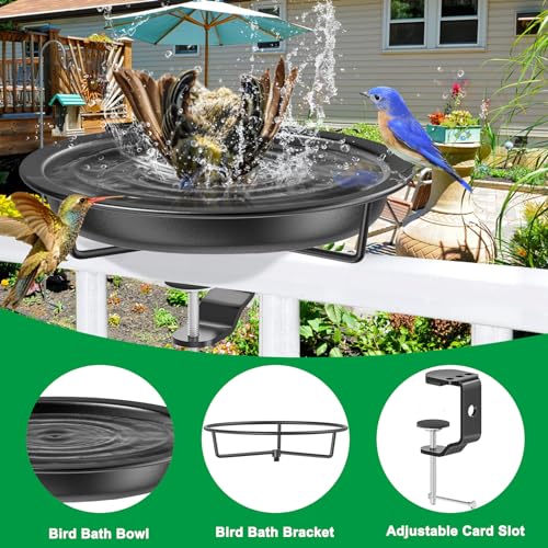 Deck Mounted Bird Bath for Outside (Black)