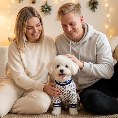 Dog Pajamas Onesie (01 Blue Heart / L (10-15 lb) Chest: 17.8")