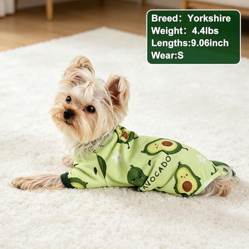Dog Pajamas Pjs Summer Dog Clothes for Small Dogs Girl (Avocado Green / Medium(6-9lb ))