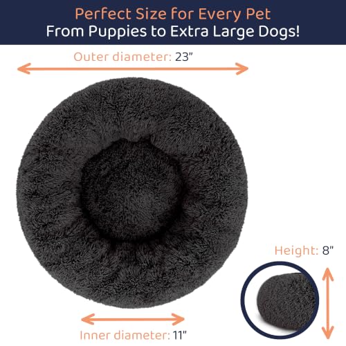 Calming Donut Dog Bed for Small Dogs (Black / Small (23"L x 23"W x 8"Th))