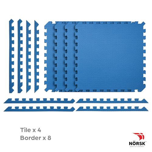Reversible 3 4" EVA Foam Gym Floor Tiles (Dazzling Blue/Black / 40 Tiles - 160 Sq. Ft.)
