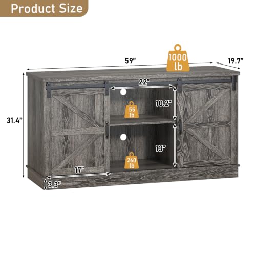 Farmhouse 75 120 Gallon Fish Tank Stand with Power Outlet (Grey / 75-120 Gallon)