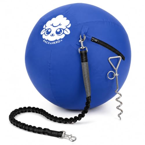 22" Herding Ball for Dogs Tetherball Set Outside (Ocean - 22" Tether Ball / Tether)
