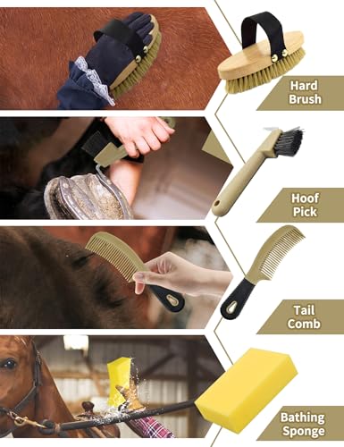 Professional 10 Pieces Horse Grooming Kit with Tote Bag