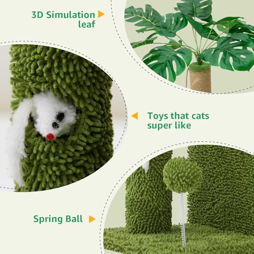 38'' Cat Tree Condo with Hammock Cat Tower with Scratching Posts Green (Green-2 / 38‘’)