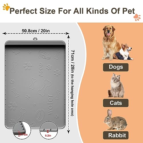 Dog Food Mat Silicone Dog Mat for Food and Water (Gray / 28"L x 20"W)