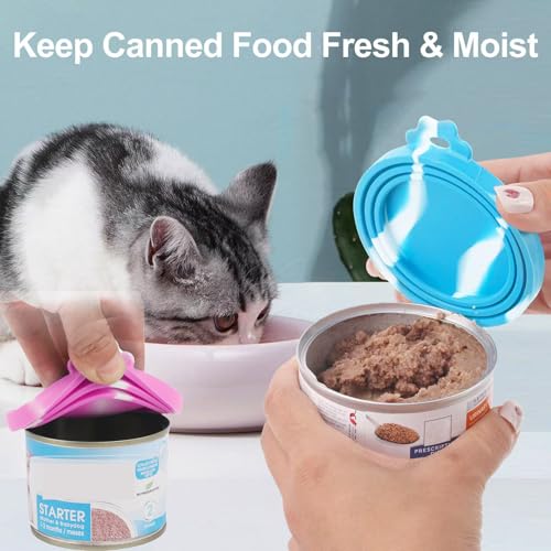 5 PCS Pet Food Can Lids & Spoons Set (Navy Blue)