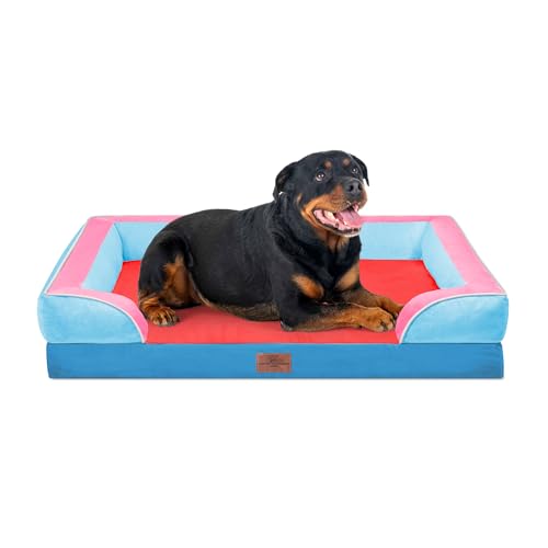 Orthopedic Dog Bed for Extra Large Dogs with Bolster (45.0"L x 35.0"W x 8.5"Th / Atlanta)