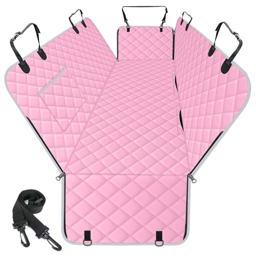 Waterproof Dog Car Seat Cover for Back Seat (Pink,Grey / Small,Standard)