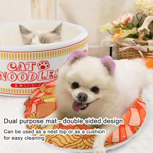 Ramen Noodle Cat Bed (23.6"L x 23.6"W x 10.2"Th / white)