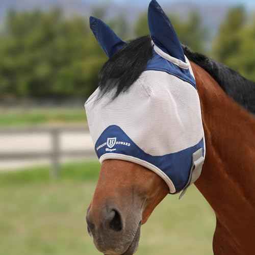 Half Face Horse Fly Mask UV Protection and Breathable for Equine Use Comfortable Navy L (navy / Large (Horse))