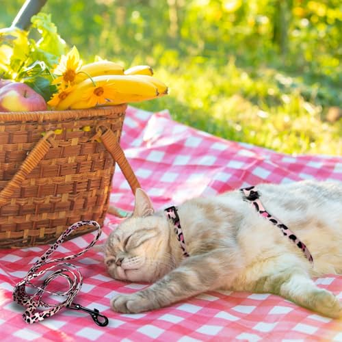 Cat Harness and Leash Set (Medium / Pink Leopard Print)