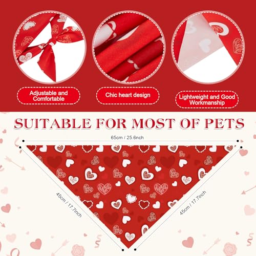 50 Pcs Valentine's Day Dog Bandanas Bulk for Dogs Soft Bibs Adjustable Triangle Heart Lips Bandana for Small Medium Large Pet Costume (Valentine / 25.6 x 17.7 x 17.7 Inch)