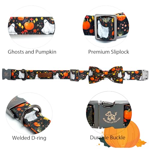 Fall Dog Collars Bow (Mushroom Ghost / X-Small (Pack of 1))