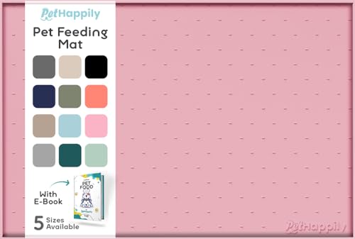 Dog Food Mat 24x15 Raised Edges Dogs Mat for Food and Water Prevent Spill (24"L x 15"W / Pink)