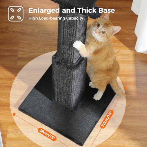 Large Cat Scratching Post 32" Tall Black Cat Scratcher (Dark Black)