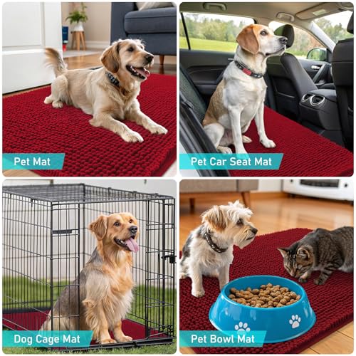 Dog Door Mat for Muddy Paws 44x32 (Red / 44" X 32")