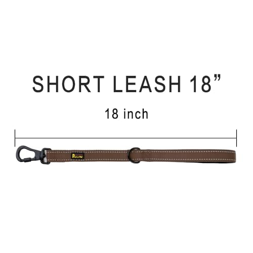 Short Dog Leash with Padded Handle for Medium Large Dogs (Chocolate / 18 Inch (Pack of 1))