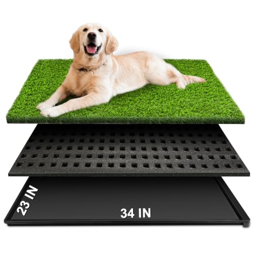 Dog Grass Pad with Tray (34''×23'' (3-Layer Potty System))