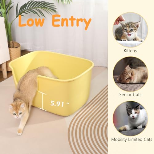 Extra Large Litter Box with High Sides & Low Entry (Pure Grey)