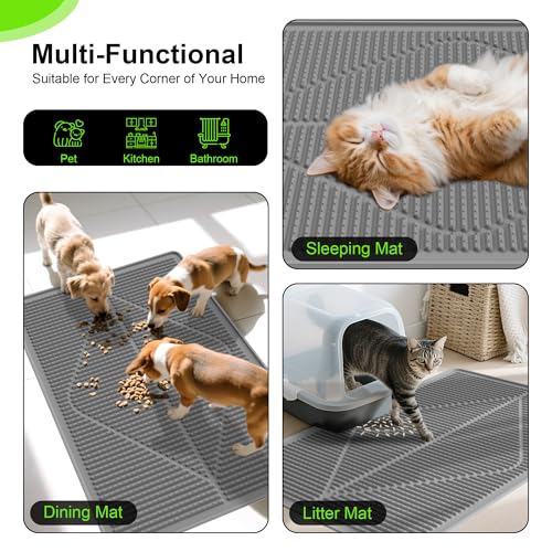 Cat Litter Mat Litter Trapping Mat XXL Grey Silicone Litter Box Mat (Grey)