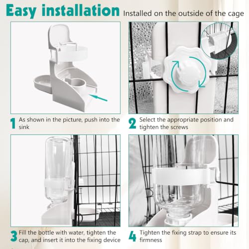 2PCS Rabbit Water Bottle (2PCS Water Dispenser, White)