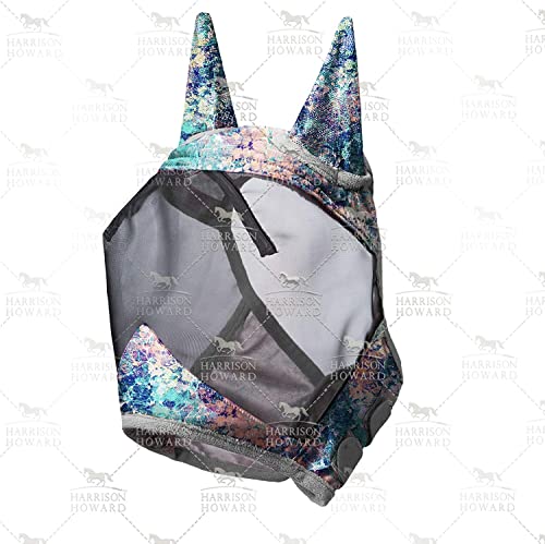 LumiVista Horse Fly Mask Standard with Ears UV Protection for Horse Pastel Mix M Cob (Pastel Mix / Cob (Medium))