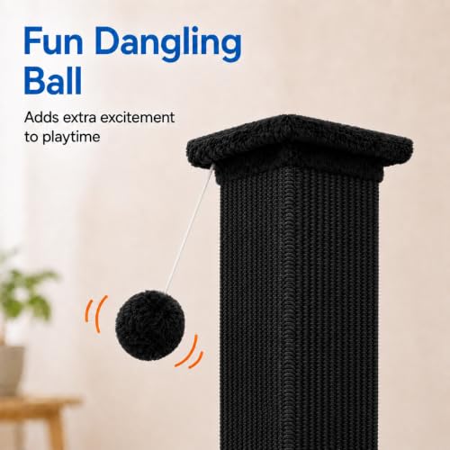 Cat Scratching Post for Indoor Cats (Pure Black)