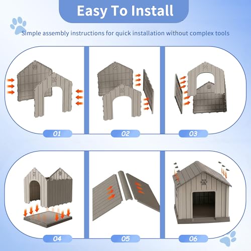 Outdoor Dog House Waterproof Roof (Light Gray / Large Dog: 38 Inch)
