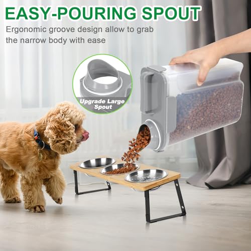 Pet Dog Cat Food Storage Containers 2 Pack 10 to 14 Lbs (Light Green&Light Grey / 6 Qt -2 Pack)