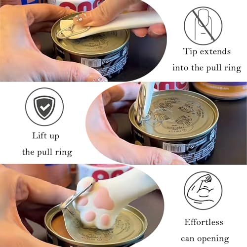 3 Pcs Cat Food Can Lids & One Opener (Cat Paw / Multi-colored)