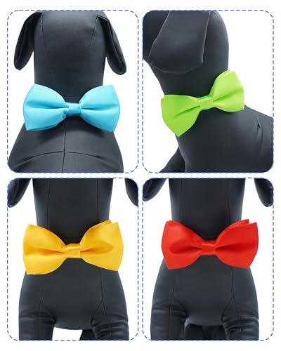 12 Pack Plain Dog Bowties for Large Dogs Slide on Collar (M/L)