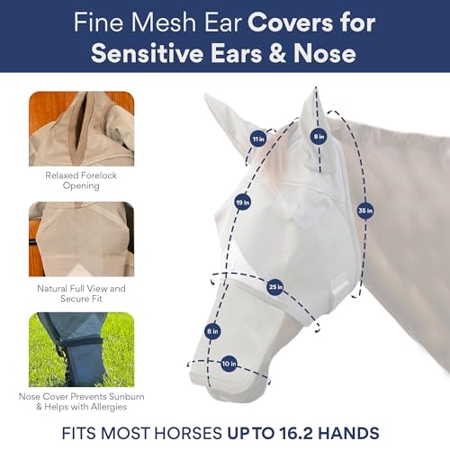 Horse Fly Mask with Ears & Nose Cover